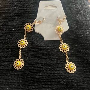 Gold plated Evil Eye Dangle Earrings